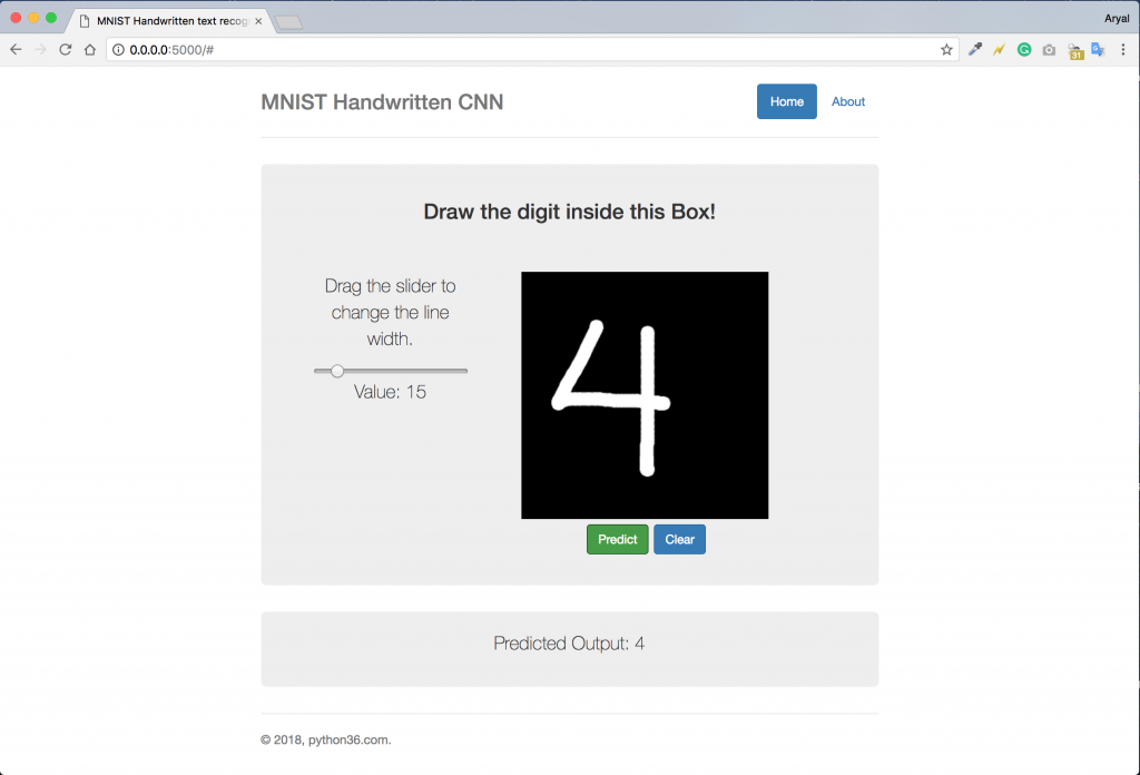 MNIST digit classification in browser